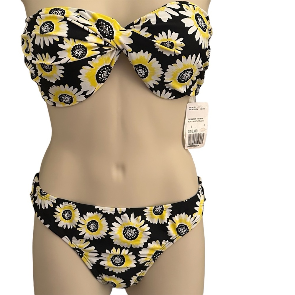Forever 21 Daisy Print Twist Bandeau Bikini Size Large
